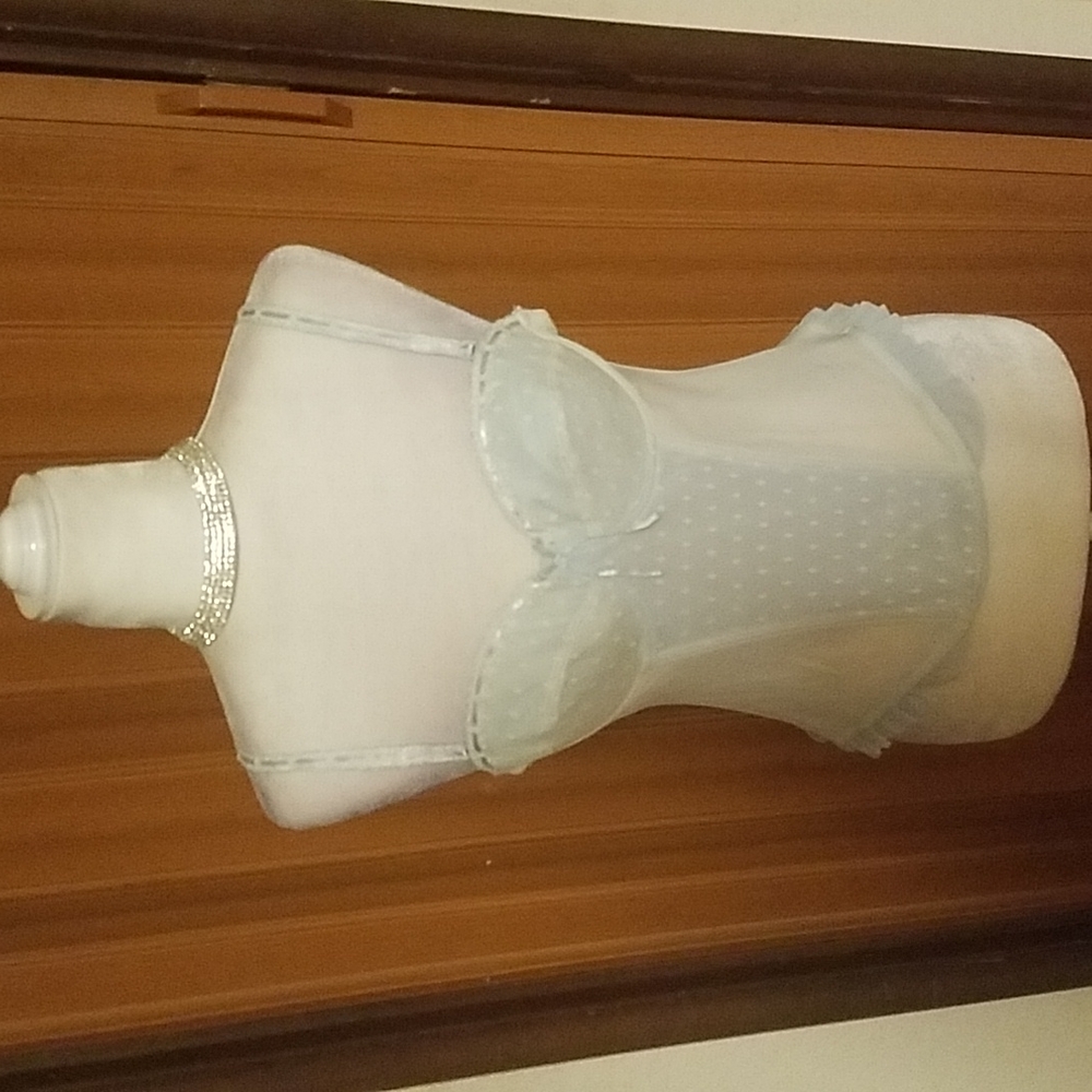 OLE OLE WHITE AND LIGHT BLUE BUSTIER TOP